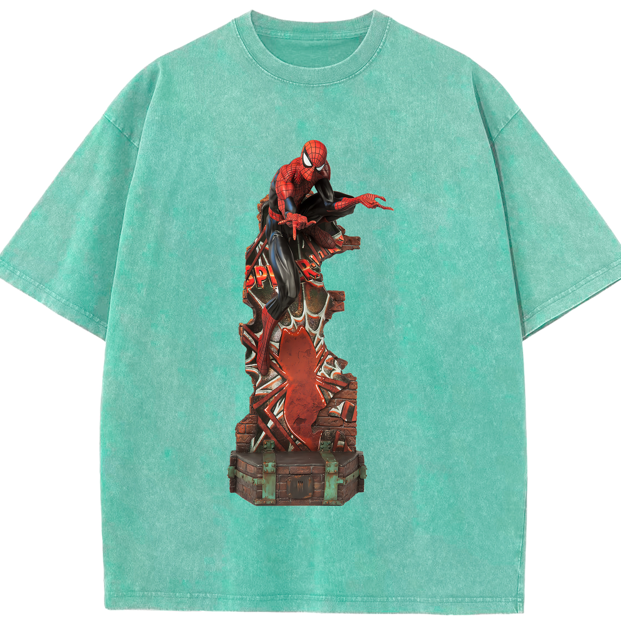 （画像用） Spider Man スパイダーマン 綿100% ヴィンテージ風 半袖Tシャツ（フロントプリント）